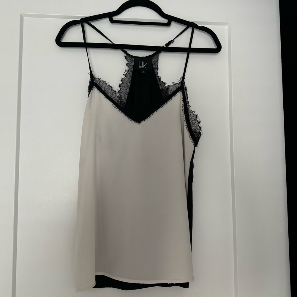 LIV Los Angeles black and white lace cami